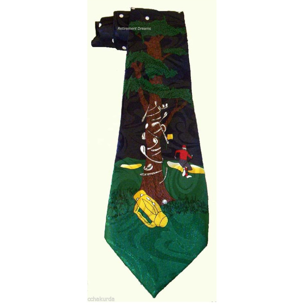 FRATELLO Men SILK Necktie Tie Angry Golfer Tree Club